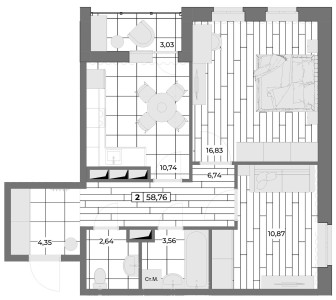 2-комнатная квартира
