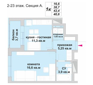 1-комнатная квартира